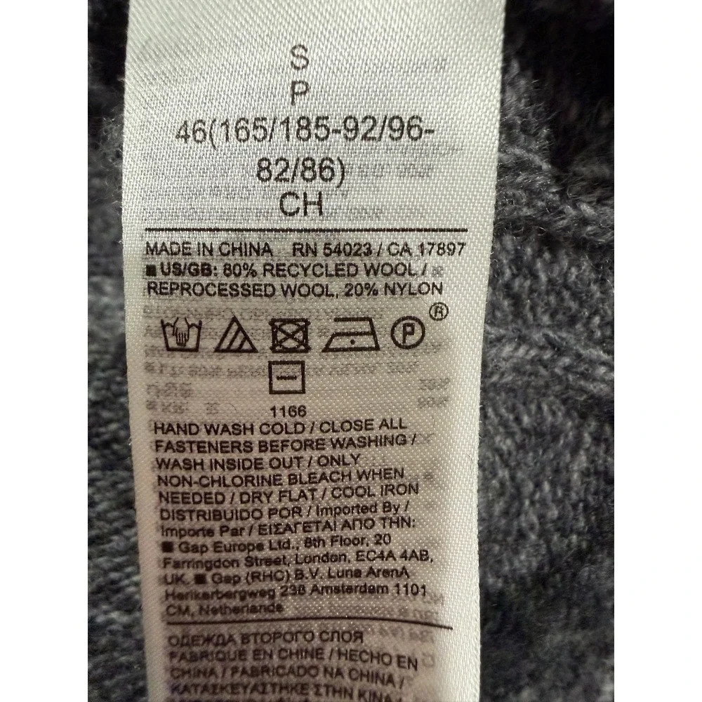 Banana Republic Recycled Wool Italian Yarn Mock Neck Button Sweater Grey Size S